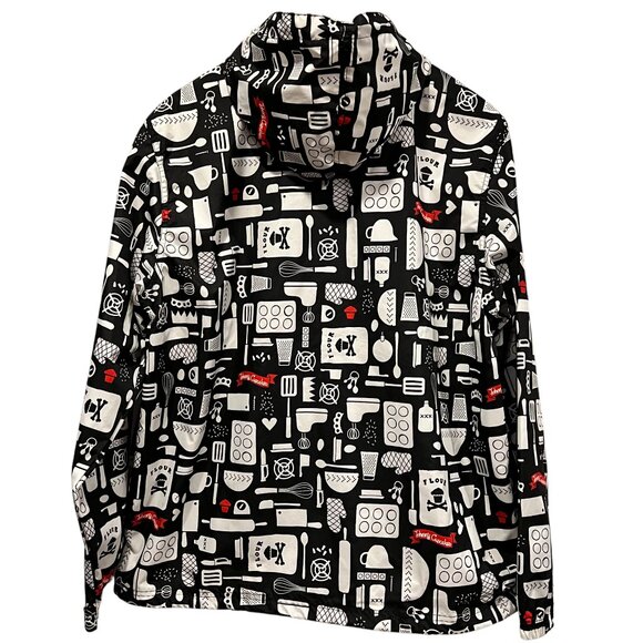 Johnny Cupcakes Packable Hooded Zip Windbreaker, Kitchen Pattern, L - Picture 2 of 10
